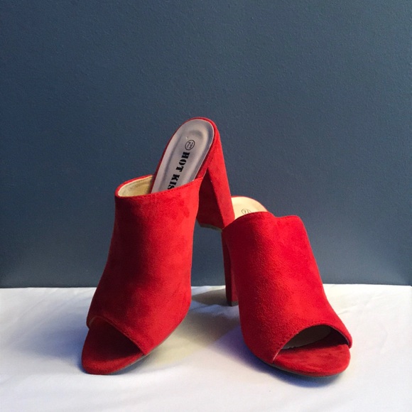 Hot Kiss | Slip On Heel Sandal Faux Suede - Picture 4 of 4